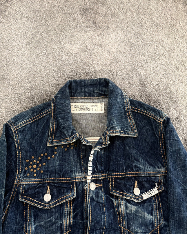 THREE STONES "SCAR STUD" DENIM JACKET (S-M)