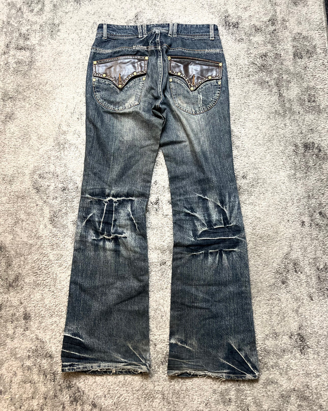 INDECENT "LEATHER FLARE" DENIM