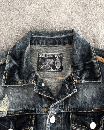 THREE STONES "MIDNIGHT DAMAGE" DENIM JACKET (S)