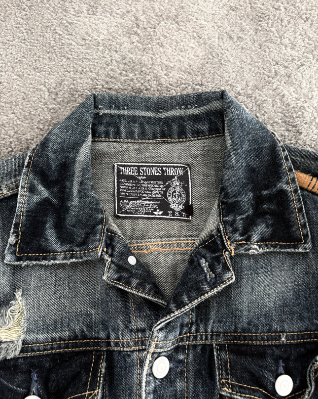 THREE STONES "MIDNIGHT DAMAGE" DENIM JACKET (S)