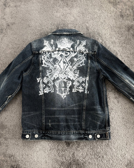 THREE STONES "MIDNIGHT DAMAGE" DENIM JACKET (S)