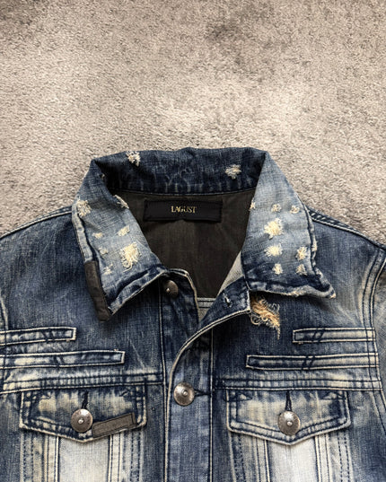 LAGUST "DISTRESSED INDIGO" DENIM JACKET (S-M)
