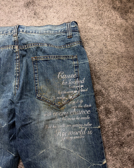 NYLAUS "SCRIPTED INDIGO" DENIM