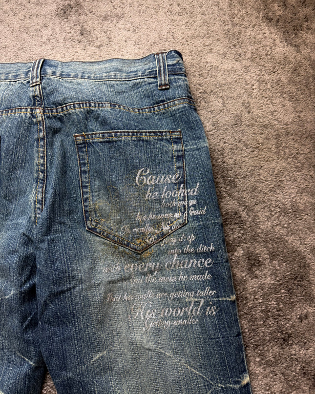 NYLAUS "SCRIPTED INDIGO" DENIM