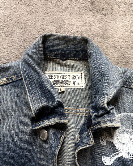 THREE STONES "SKULL FADE" DENIM JACKET (S)