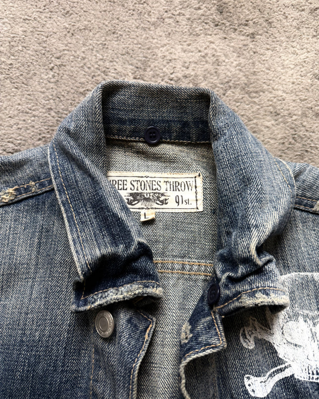 THREE STONES "SKULL FADE" DENIM JACKET (S)