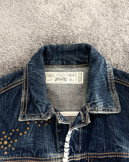THREE STONES "SCAR STUD" DENIM JACKET (S-M)