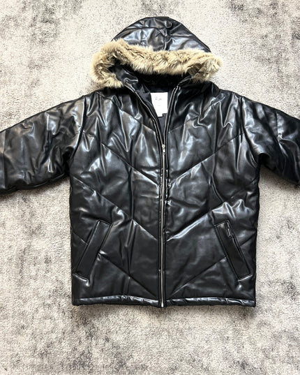 TEAM MESSAGE "SHADOW FAUX LEATHER" PUFFER
