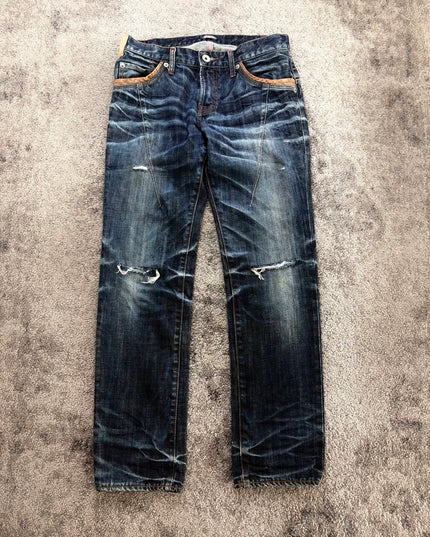 PURPLE EYEBROW "RUST WHISPER DISTRESSED" DENIM