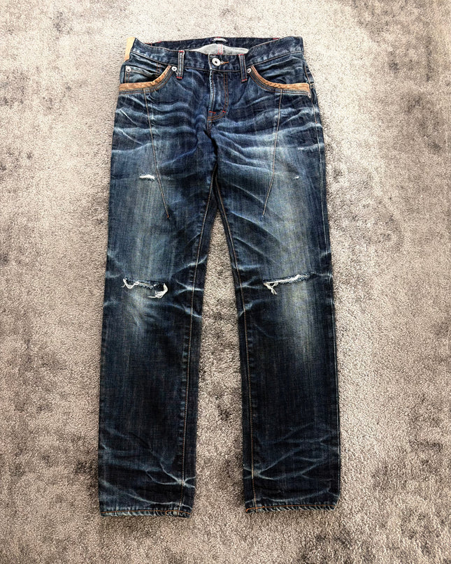 PURPLE EYEBROW "RUST WHISPER DISTRESSED" DENIM