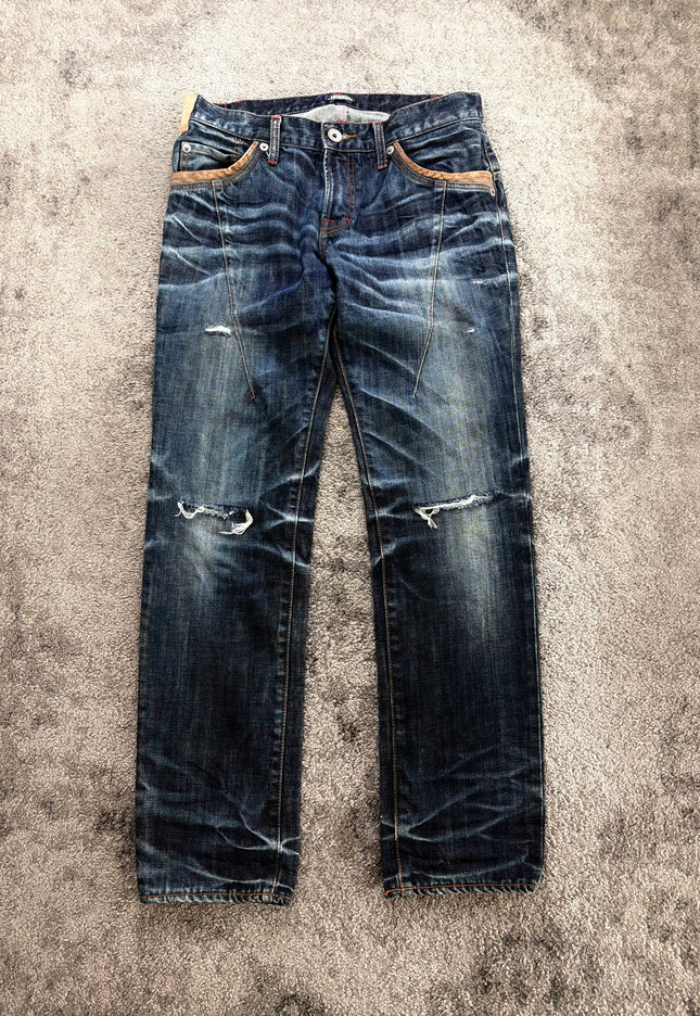 PURPLE EYEBROW "RUST WHISPER DISTRESSED" DENIM