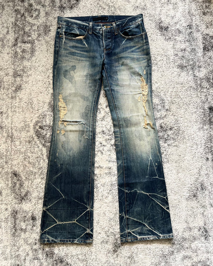 FUGA DISTRESSED FLARE DENIM