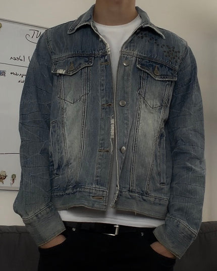 3STONES "STUD FADE" DENIM JACKET