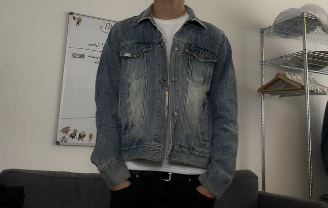 3STONES "STUD FADE" DENIM JACKET