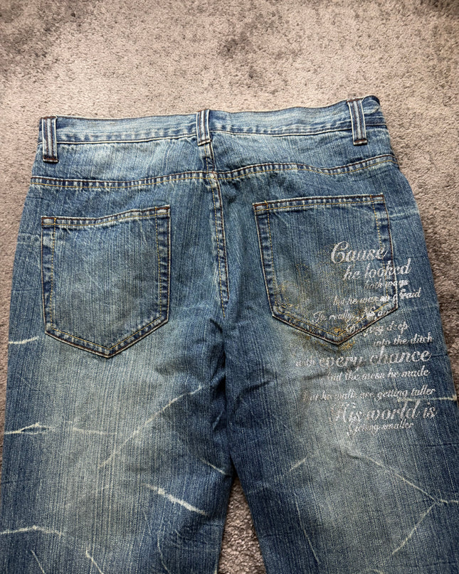 NYLAUS "SCRIPTED INDIGO" DENIM