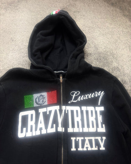 CRAZY TRIBE "LUXURY SCRIPT" ZIP HOODIE (S-M)