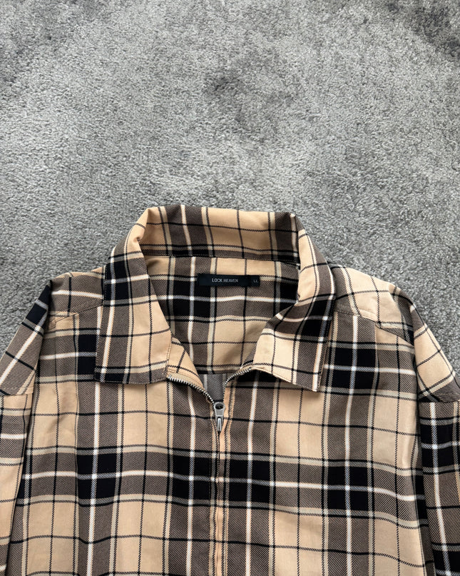 LOCK HEAVEN "BEIGE CHECK" ZIP HOODIE (M)