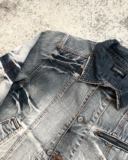 LOWBOX DECONSTRUCTED AND CRUSHED DENIM JACKET