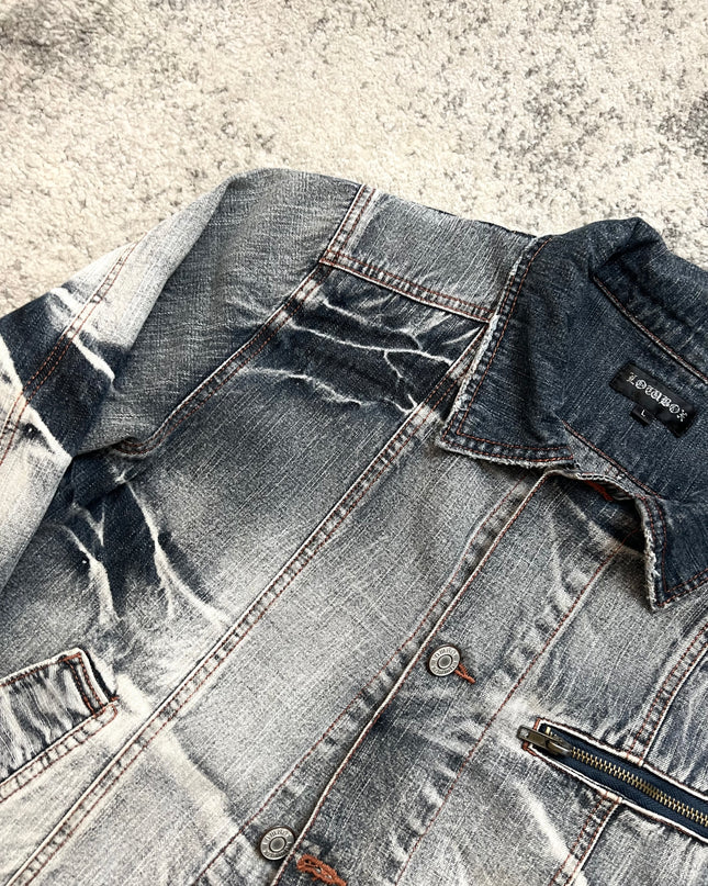 LOWBOX DECONSTRUCTED AND CRUSHED DENIM JACKET