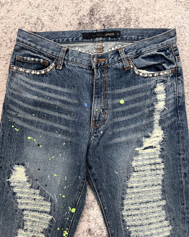 KEY DISTRESSED CRYSTAL DENIM