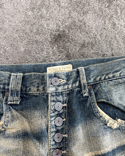 BONDS & PEACE "DESTROYED LIGHT FADE" DENIM (M)