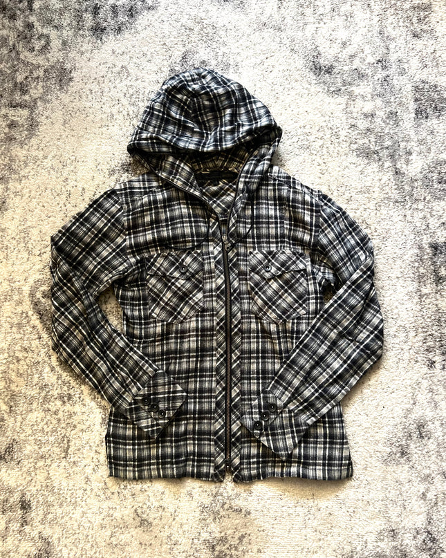KEY BLACK AND WHITE FLANNEL HOODIE