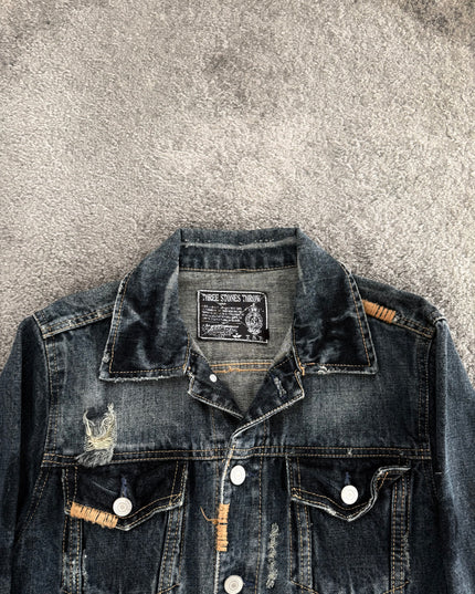 THREE STONES "MIDNIGHT DAMAGE" DENIM JACKET (S)