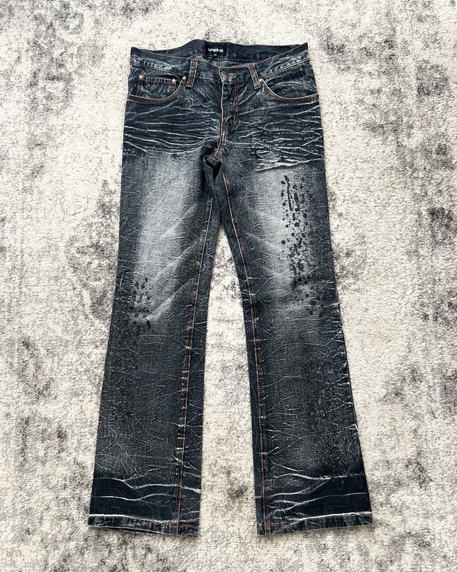 LOWBOX FLARE SPLATTER DENIM