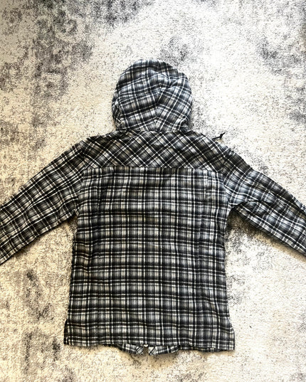 KEY BLACK AND WHITE FLANNEL HOODIE