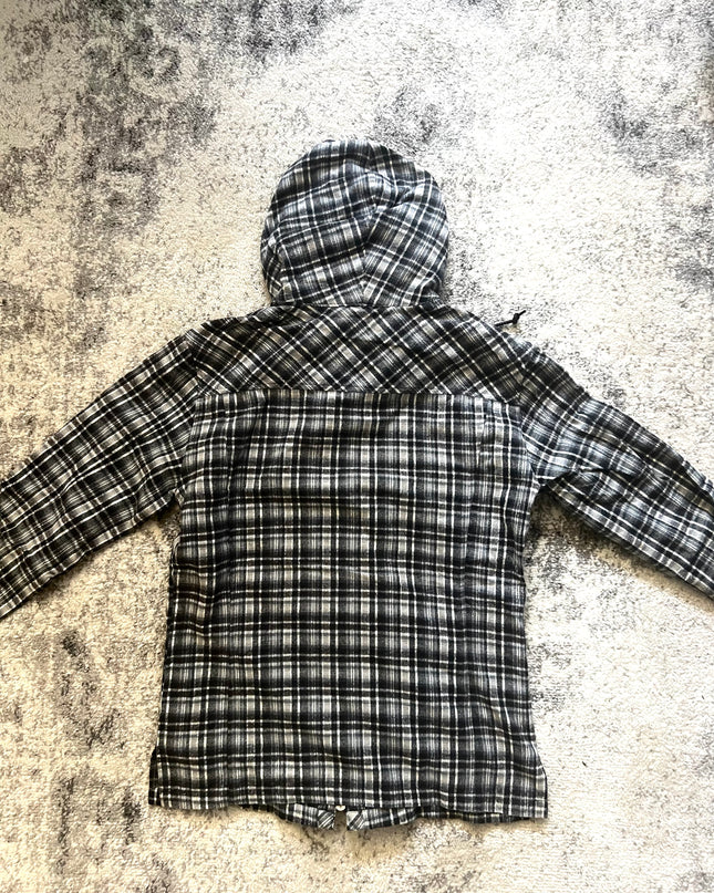 KEY BLACK AND WHITE FLANNEL HOODIE