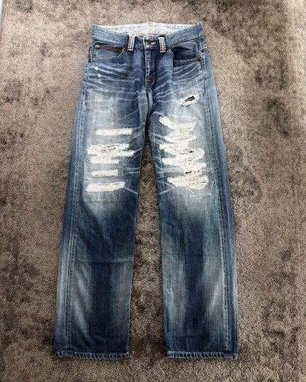 EDWIN XV "REPAIRED INDIGO DISTRESS" DENIM (S-M)