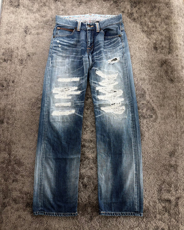 EDWIN XV "REPAIRED INDIGO DISTRESS" DENIM (S-M)