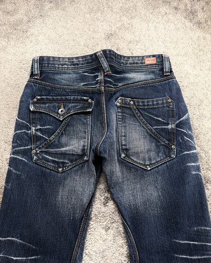 NICOLE CLUB "CRACKED INDIGO" DENIM