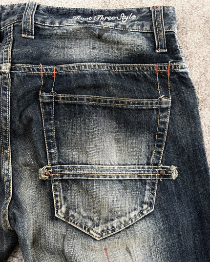 ROOT THREE "PAINT FADE FLARE" DENIM