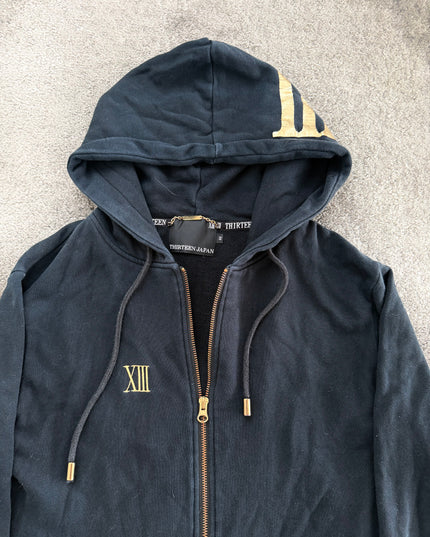 THIRTEEN JAPAN "XIII GOLD SCRIPT" ZIP HOODIE (S-M)