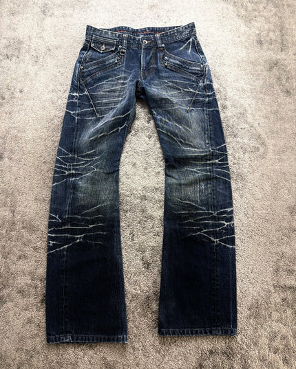 NICOLE CLUB "CRACKED INDIGO" DENIM