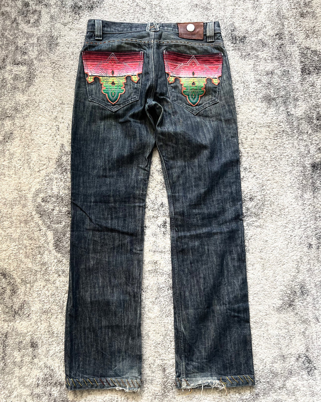 ANTIQUE DENIM RAINBOW BACKPOCKETS