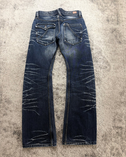 NICOLE CLUB "CRACKED INDIGO" DENIM