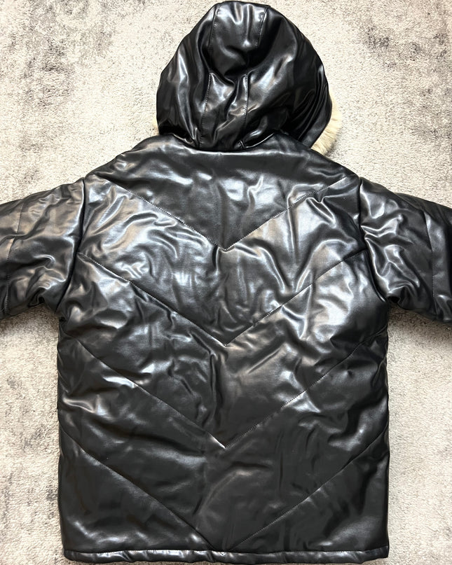 TEAM MESSAGE "SHADOW FAUX LEATHER" PUFFER