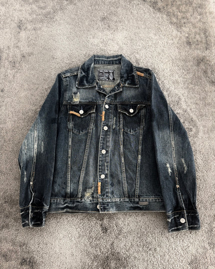 THREE STONES "MIDNIGHT DAMAGE" DENIM JACKET (S)