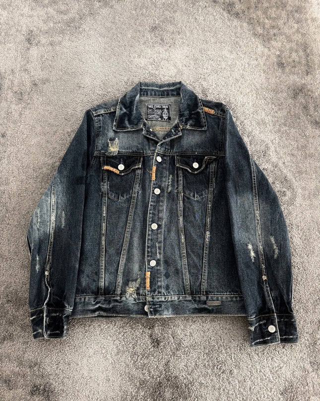 THREE STONES "MIDNIGHT DAMAGE" DENIM JACKET (S)