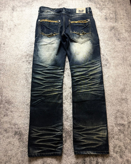 DOWKEOOW "DESTROYED INDIGO" DENIM