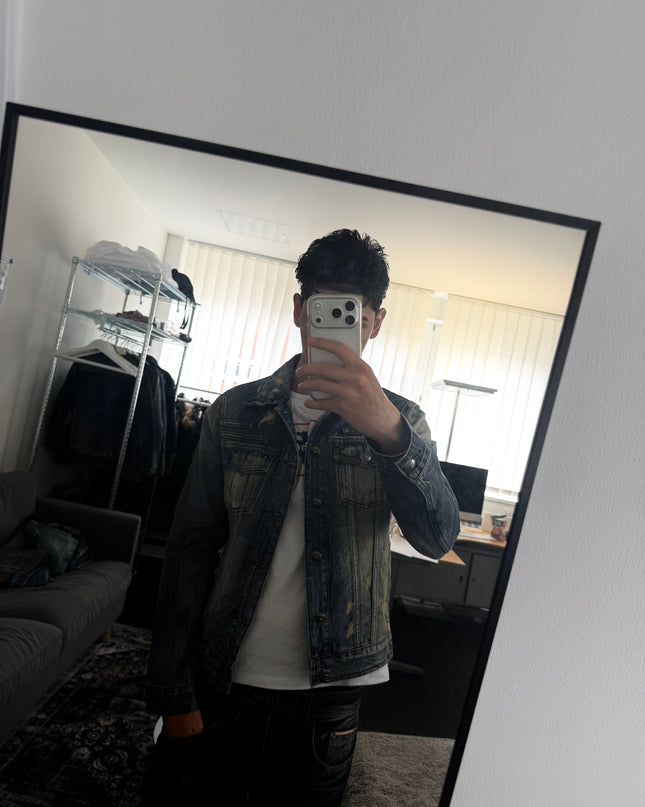 LAGUST "DISTRESSED INDIGO" DENIM JACKET (S-M)