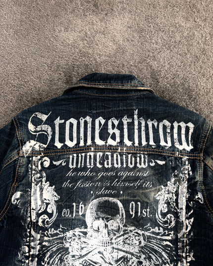 THREE STONES "SCAR STUD" DENIM JACKET (S-M)
