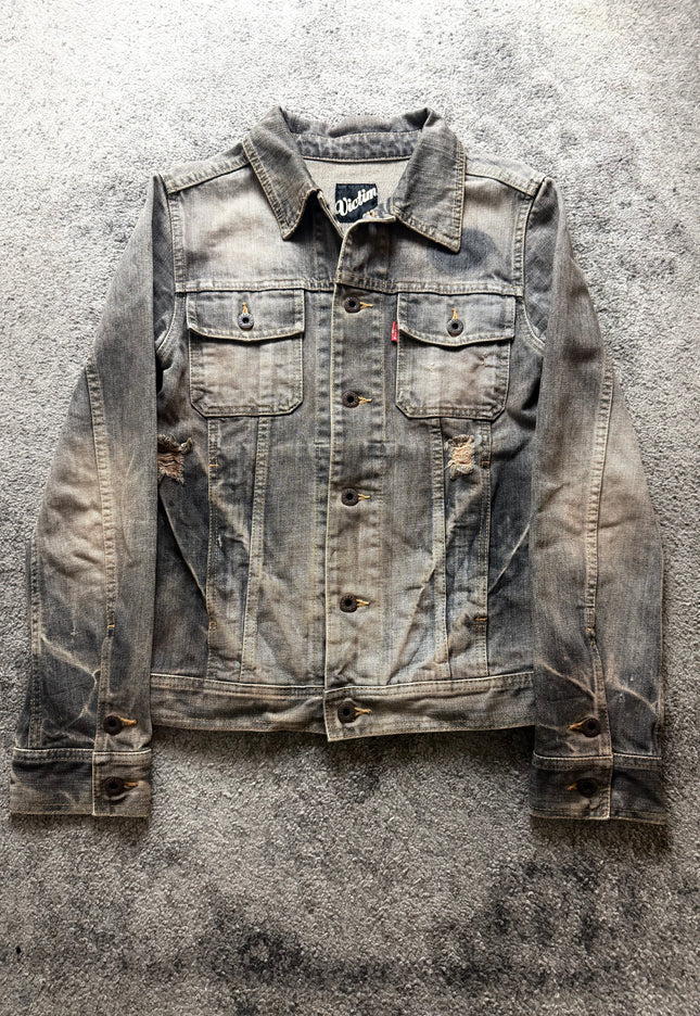 VICTIM "GREY DISTORTION" DENIM JACKET