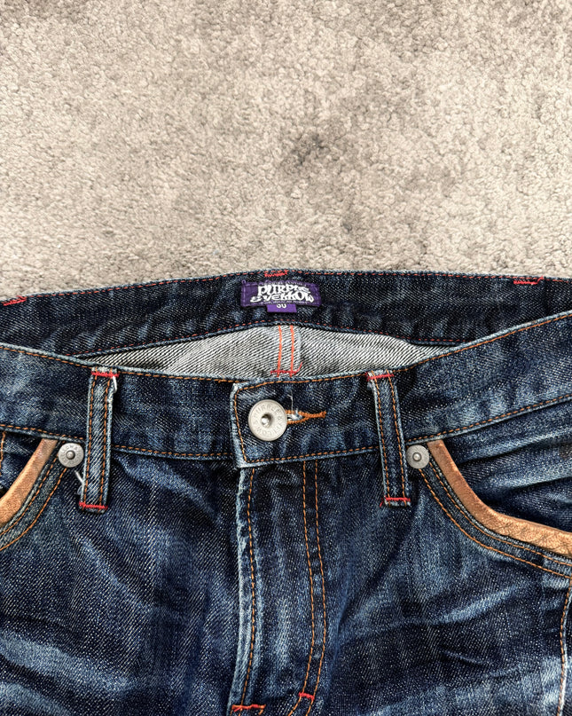 PURPLE EYEBROW "RUST WHISPER DISTRESSED" DENIM