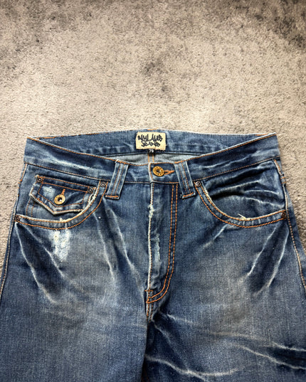 NYLAUS "DISTRESSED INDIGO" DENIM
