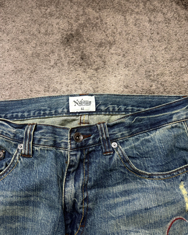 NYLAUS "SCRIPTED INDIGO" DENIM