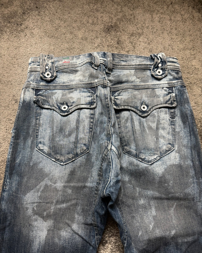 DIESEL "WASHED ZIP-FLARE" DENIM