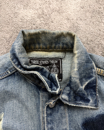 THREE STONES "DISTRESSED SHADOW" DENIM JACKET (S)